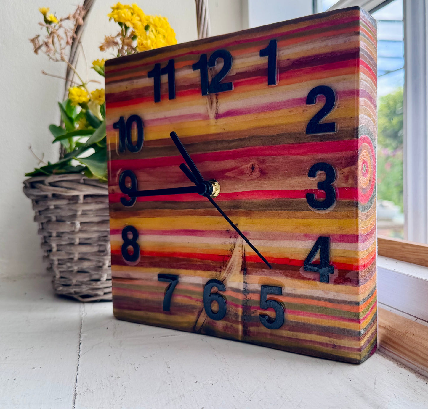 Warm colours Colourblock clock