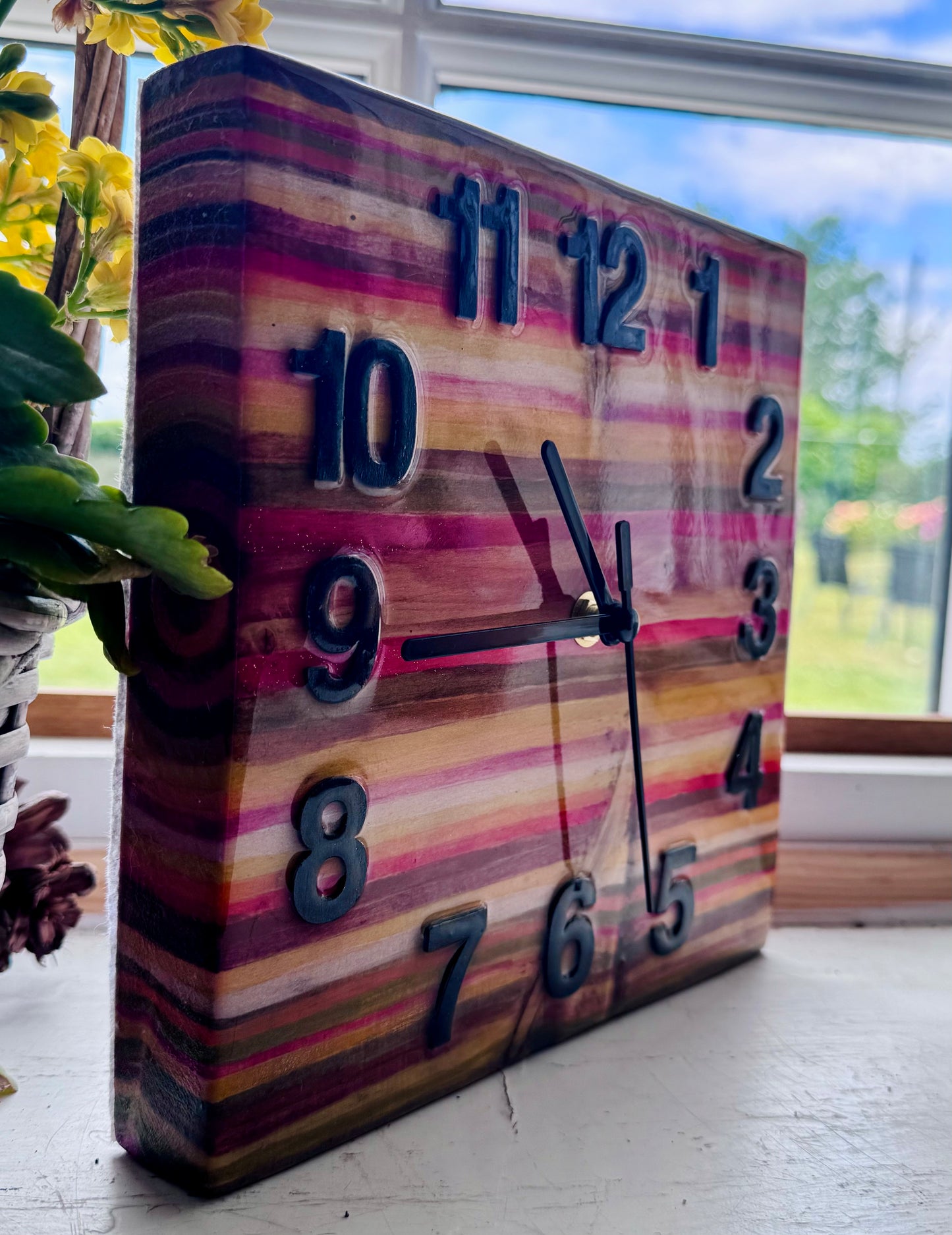 Warm colours Colourblock clock