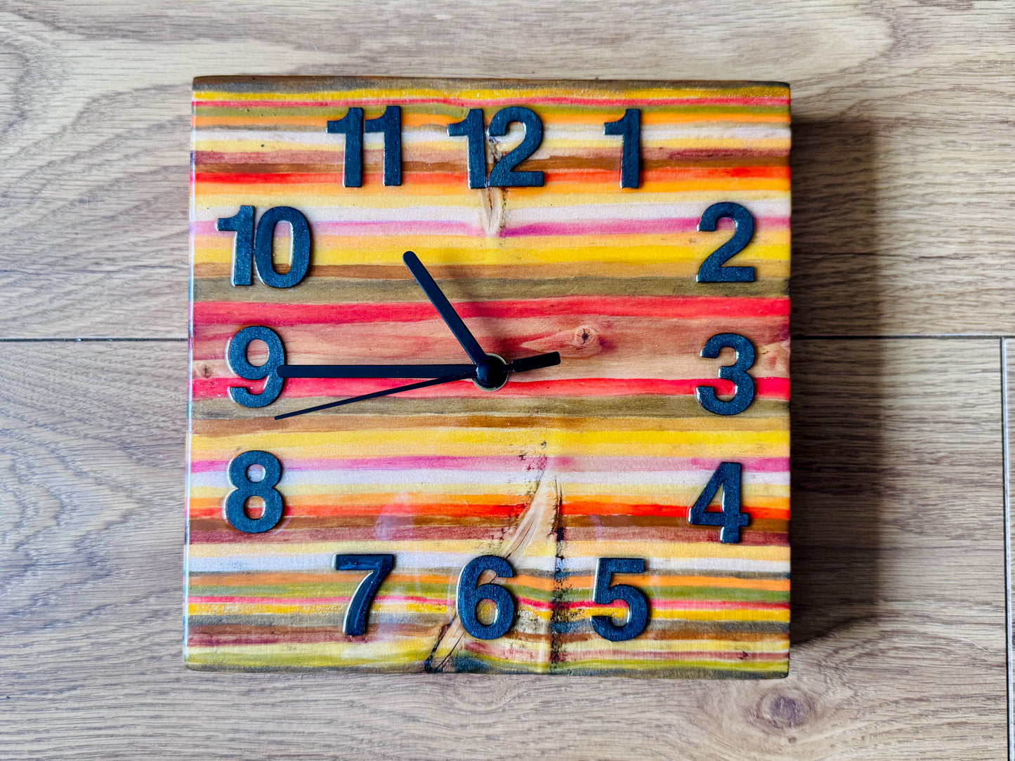 Warm colours Colourblock clock