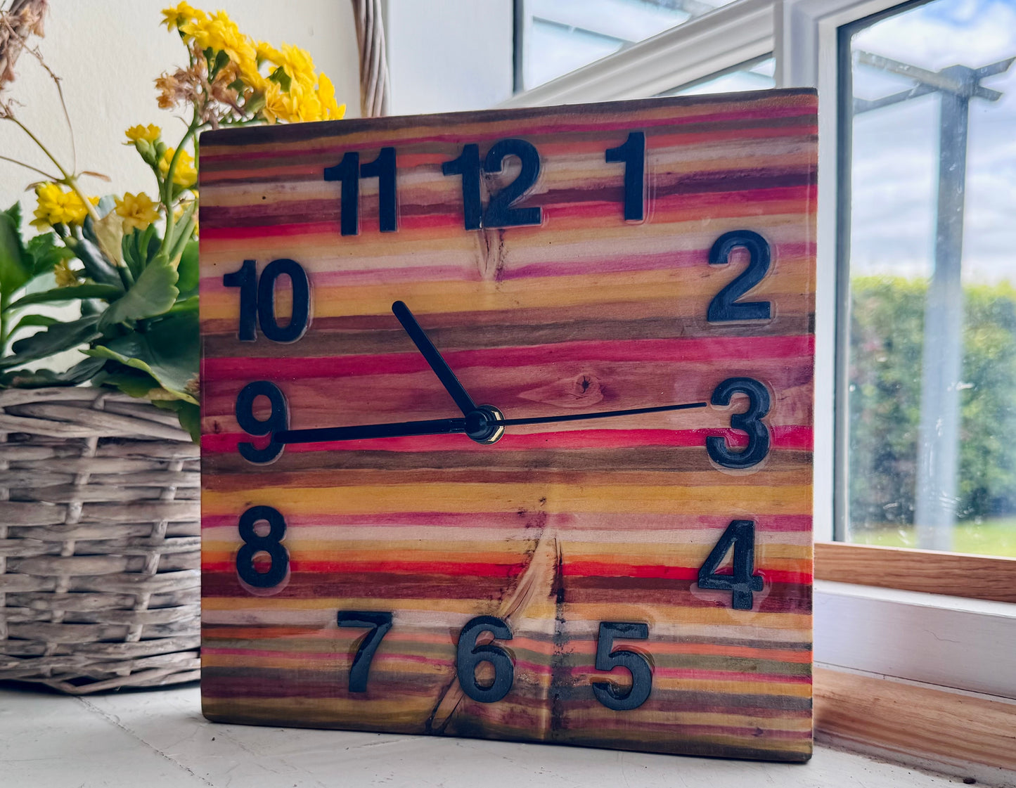 Warm colours Colourblock clock