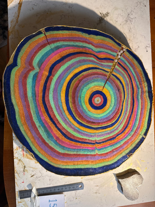 Large wooden epoxied plinth table centrepiece