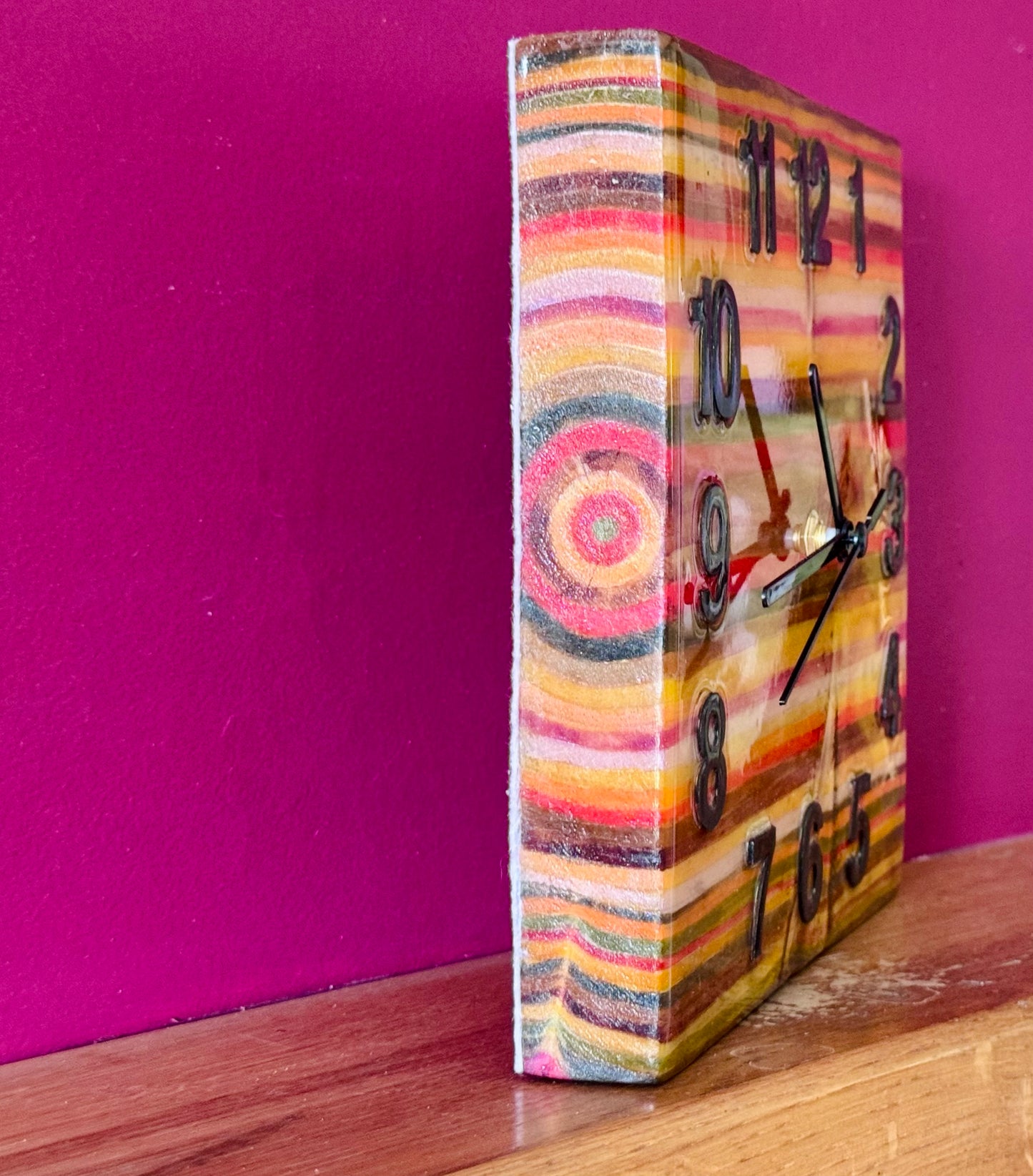 Warm colours Colourblock clock