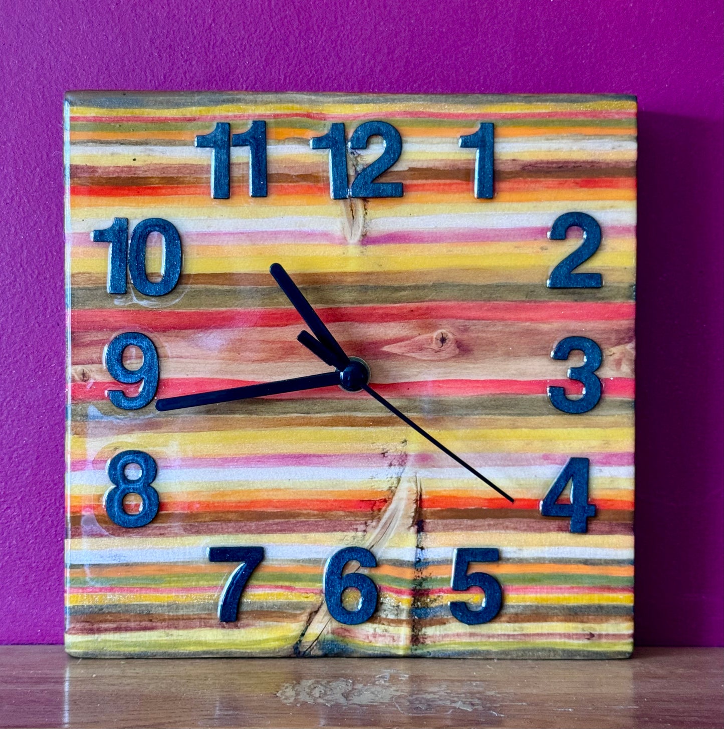 Warm colours Colourblock clock