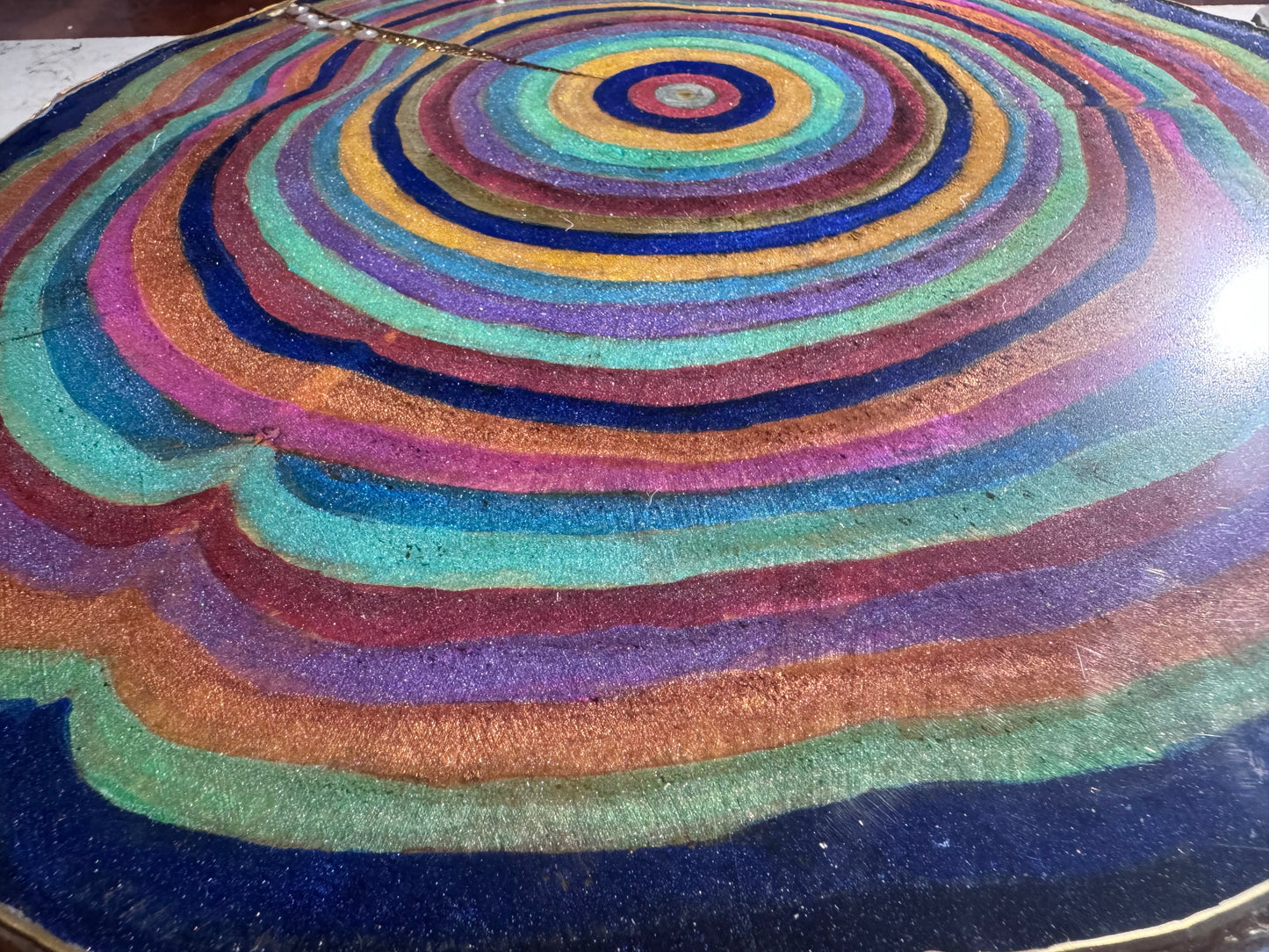 Large wooden epoxied plinth table centrepiece