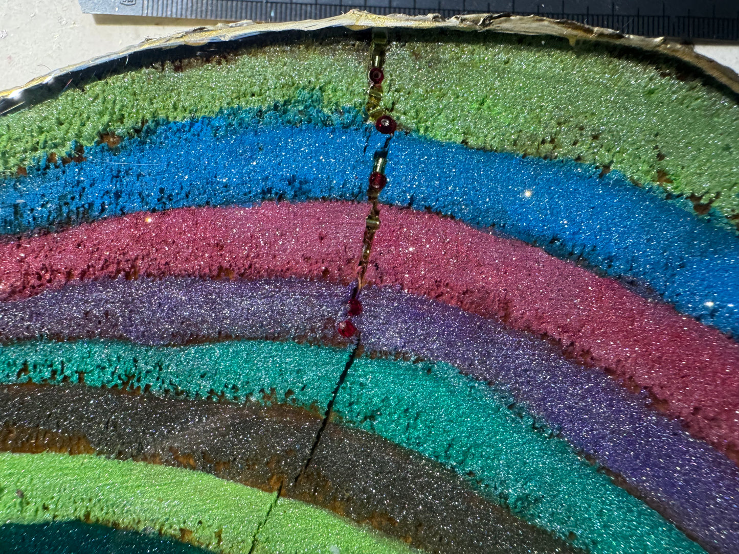 Large wooden epoxied plinth table centrepiece