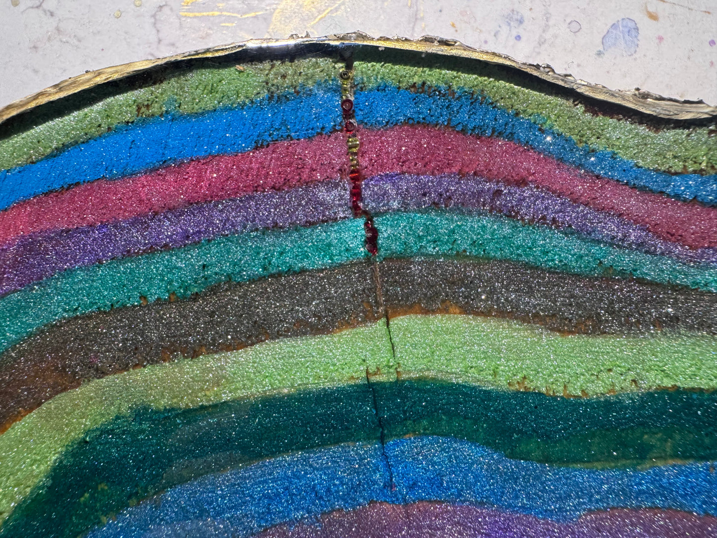 Large wooden epoxied plinth table centrepiece