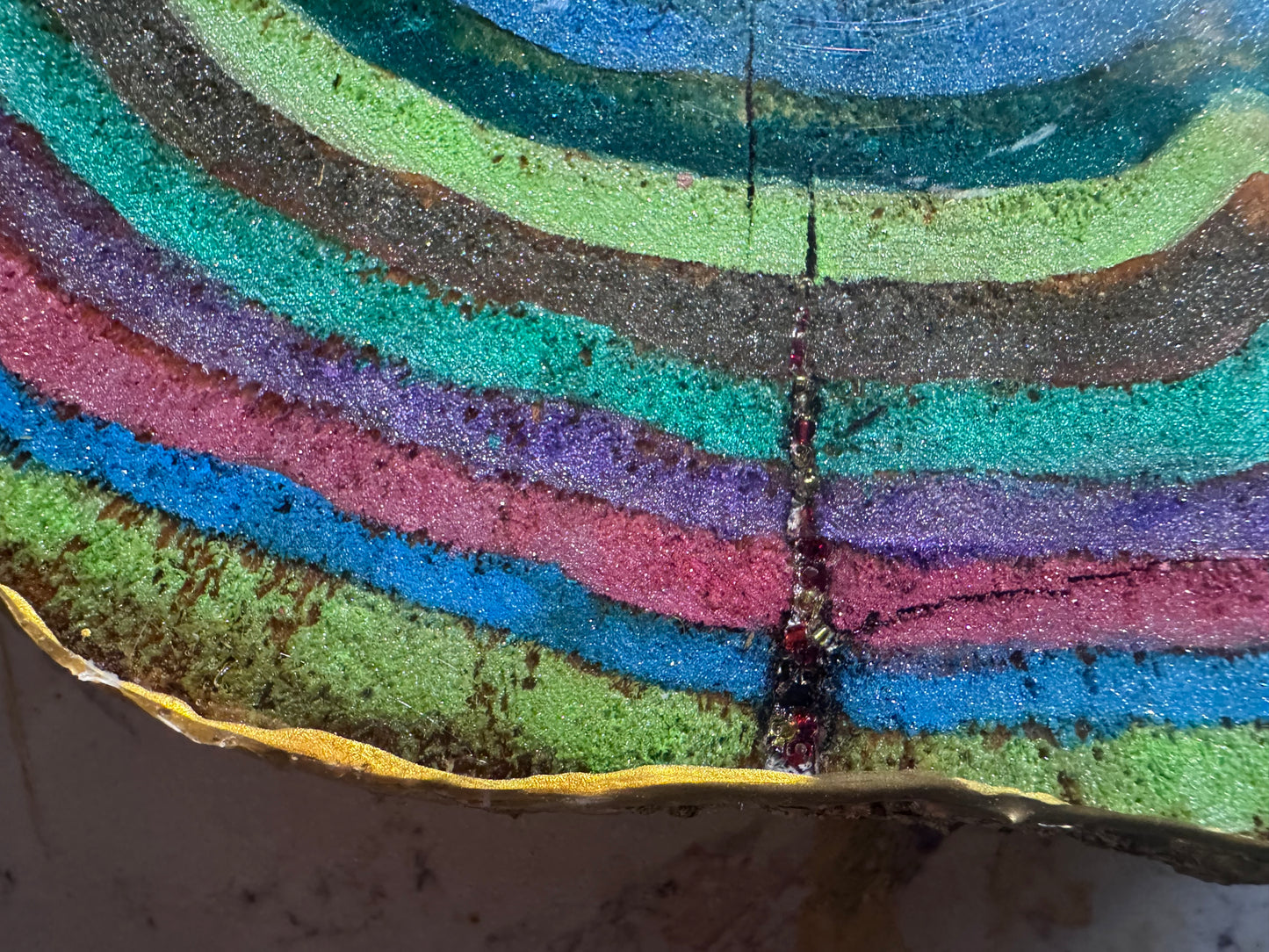 Large wooden epoxied plinth table centrepiece