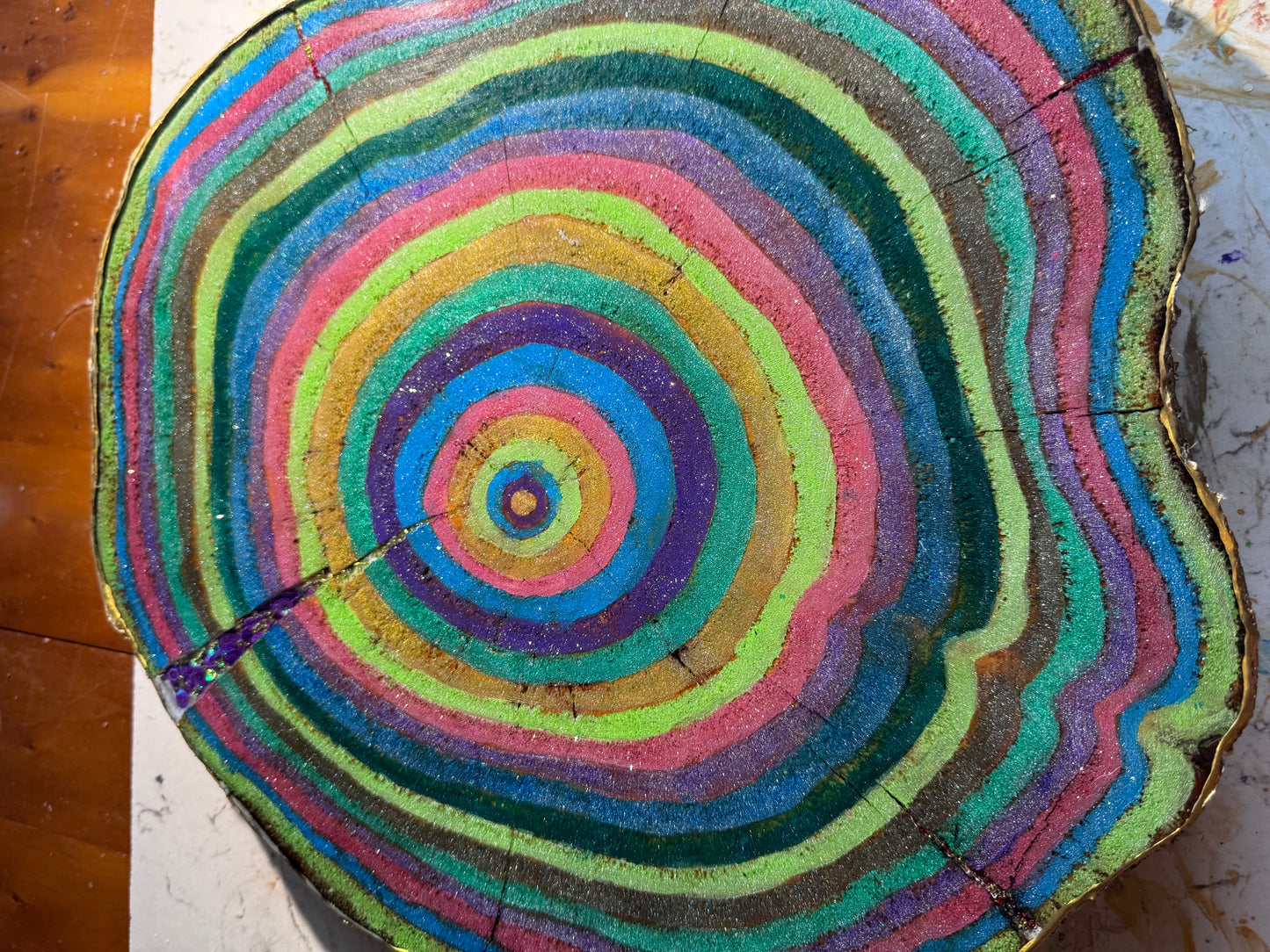 Large wooden epoxied plinth table centrepiece