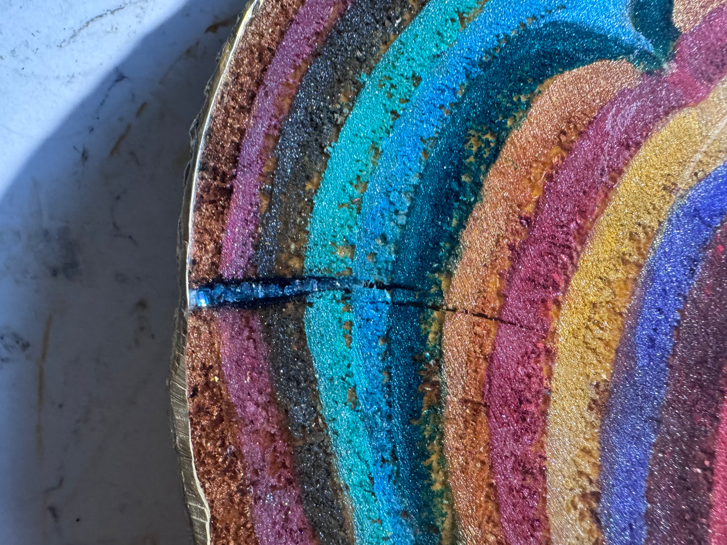 Large wooden epoxied plinth table centrepiece